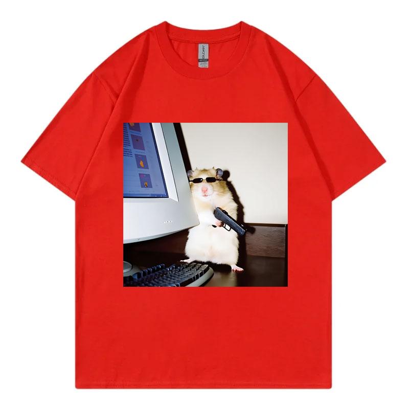 Funny Cyber Hamster Meme Graphic T Shirts Unisex Unisex Casual Fashion Oversized TShirt Summer Cotton Loose Short Sleeve TShirts