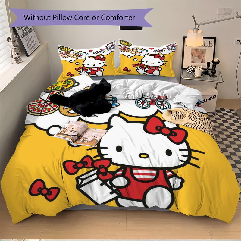 Hello Kitty'S Sweet Dreams Print 3Pcs Bedding Setduvet Cover With 2 Bedropillowcase Home Birthday Gift