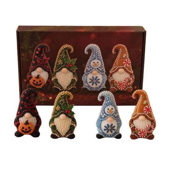 Yousheng 3D Beaded Gnome Kit, DIY Tiny 3D Gnome Bead Embroidery Kit, 4Pcs DIY Goblin Beading Crafts Art Crafts, Cute Bead Art Crafts Handmade Goblin C