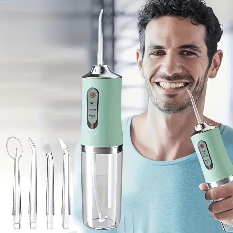 Smart electric water flosser with precise pressure control and360°Rotating nozzle for deep cleaning of teeth and gums, with replaceable heads USB