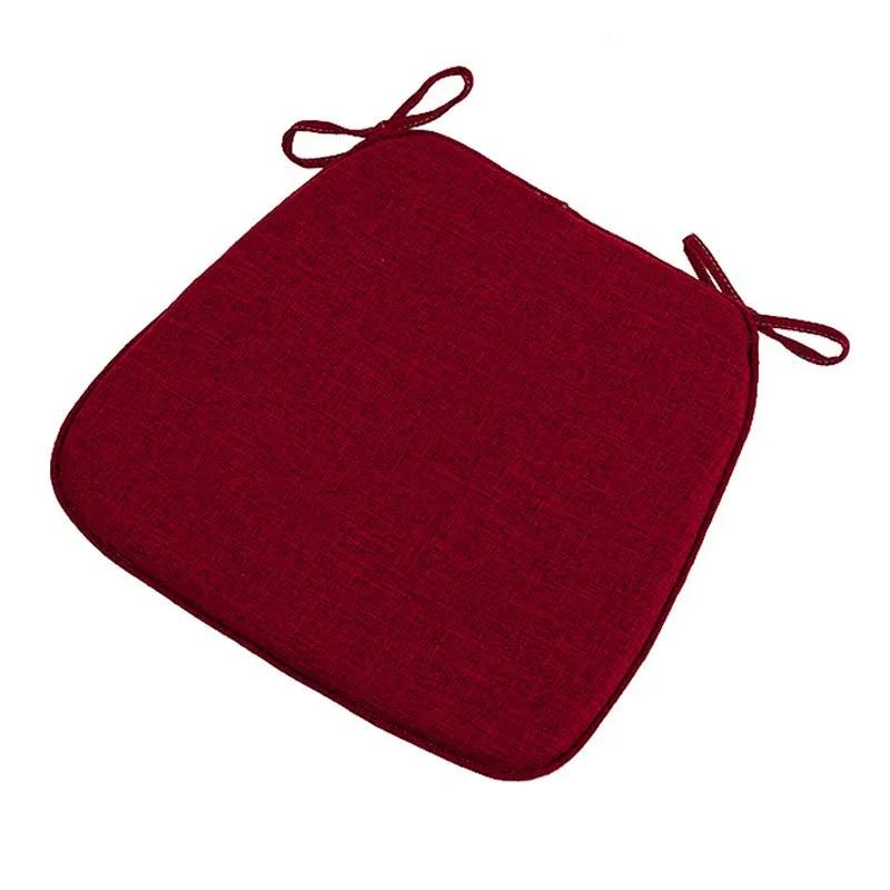 Modern Style Solid Color Cotton Linen Chair Cushion with Ties for Dining Chairs Kitchen Dining Chair Pad Cojines Decorativos