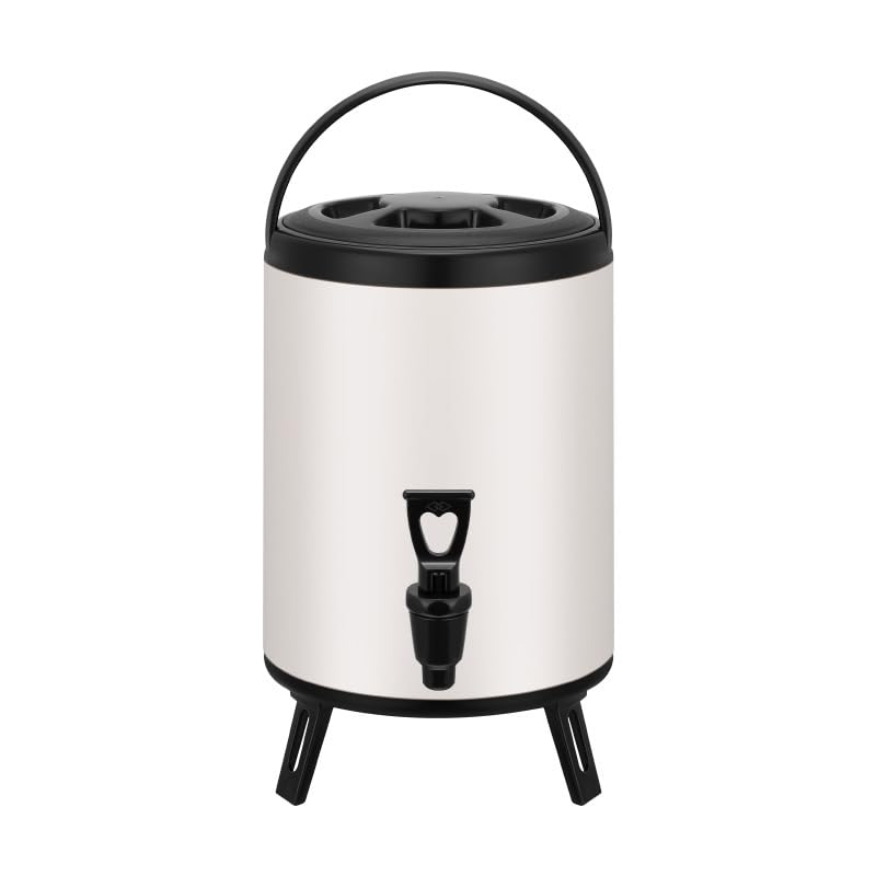 

Кувшин для воды 12 л из нержавеющей стали, изолированное ведро, термокувшин с холодной изоляцией для использования на открытом воздухе с краном 6 л/8 л/12 л для ресторанов/киосков (Белый, 12л)