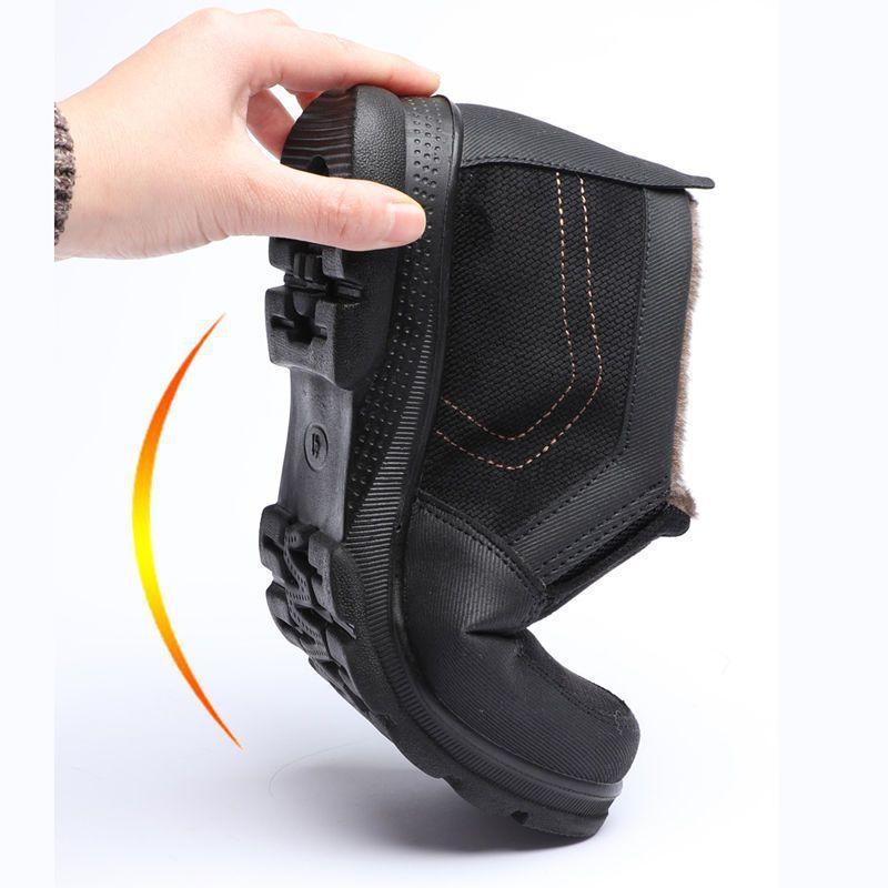 Old Beijing cloth shoes winter elderly men's cotton shoes warm piled thickened middle-aged and elderly father shoes non-slip men's shoes