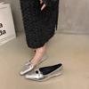 Fashion SUOJIALUN 2025 Spring New Women Flat Shoes Fashion Shallow Slip On Boat Shoes Low Wedge Heel Ladies Elegant Dress Single Shoes