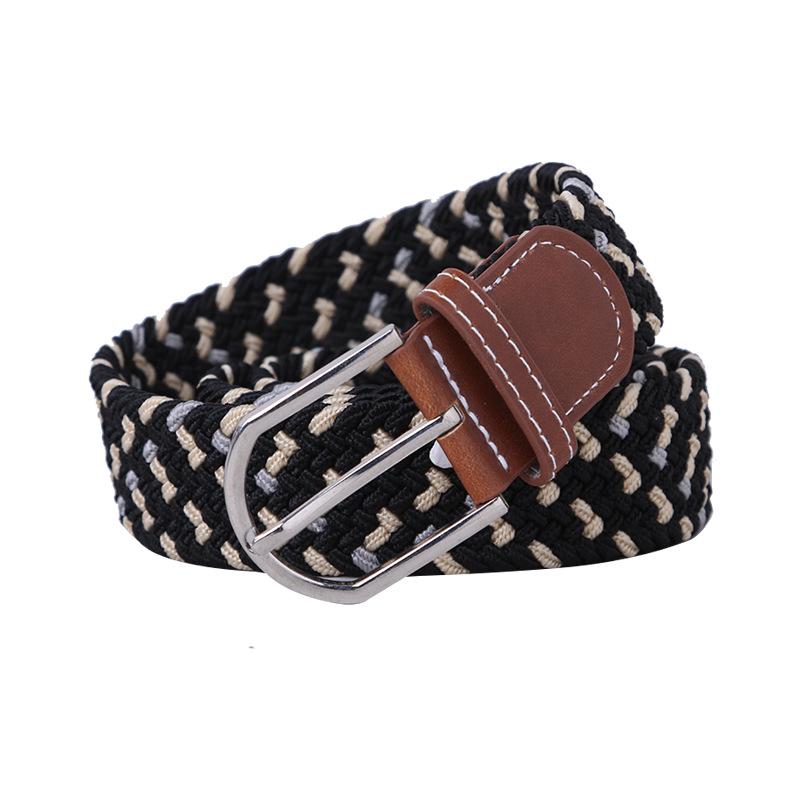 Handwoven Cross-Border Fashion Belt with Pin Buckle – Versatile Twill Men's & Women's Wide Elastic Waist Belt
