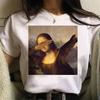 Lustiges Mona Lisa Bild T-Shirt Damen Spoof Grafik T-Shirts Humorvolle Streetwear Tops Sommer Y2k Damen Bluse Kawaii Kleidung