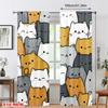 JIT 2pcs Cute Kitten Printed Curtains   Design Drapes   Shading Polyester Window Treatments for Kids Room   Home Decor   Rod Pocket