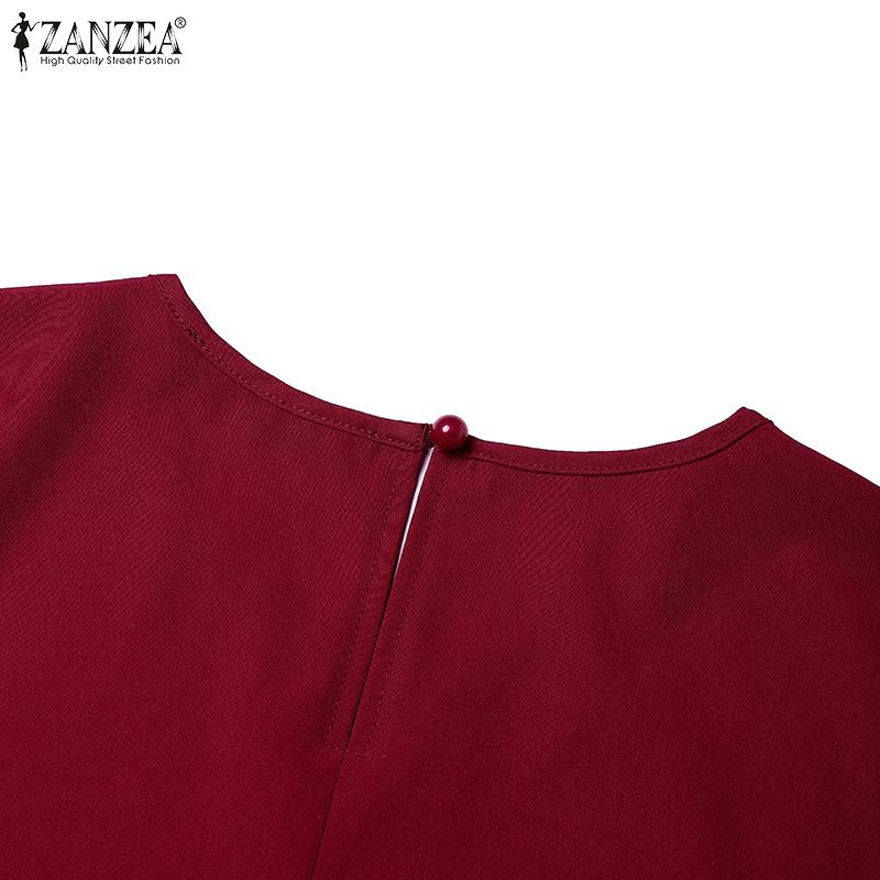 ZANZEA Women Casual Patchwork Loose Long Sleeve Muslim Dress