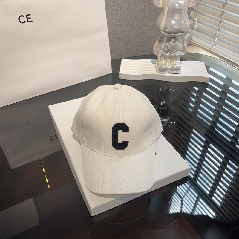 2023 Corduroy Baseball Cap with 'C' for Men & Women, Deep Crown, Large Brim