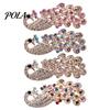 Colorful Peacock Jewelry Rhinestone Brooch Pin, Animal Shape Alloy Lapel Sweater Secure Clasp Cardigan Coat Clothing Accessories, Gift for Women