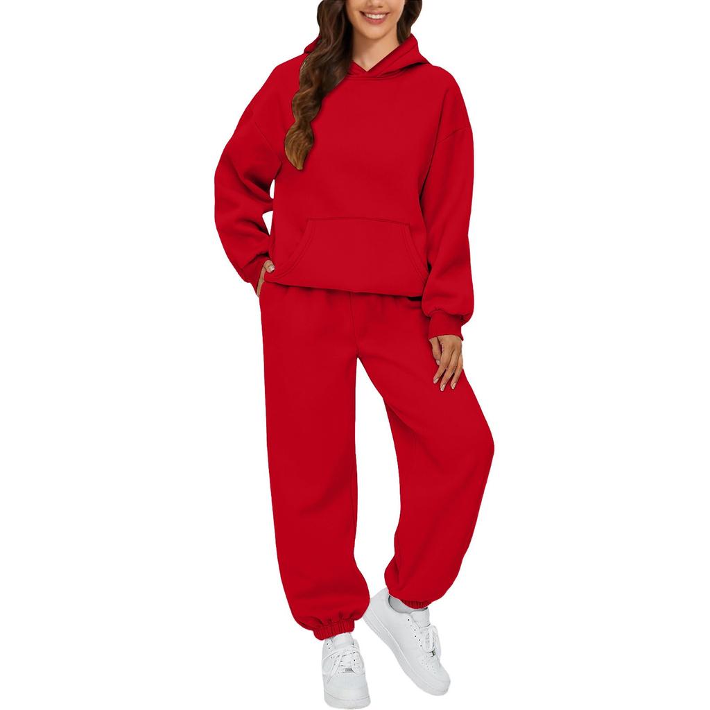 Women's Fall/Winter Casual Two-Piece Set Hooded Sweatshirt and Sweatpants
