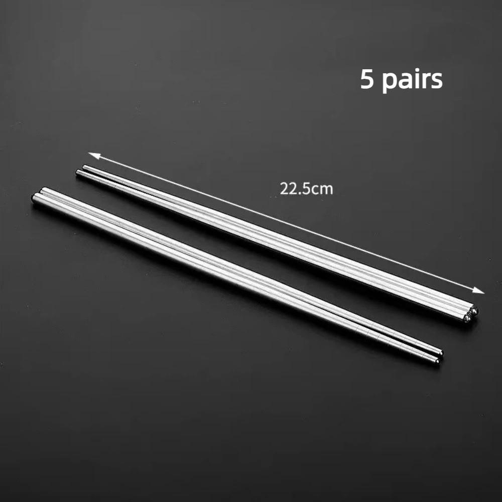 5 pairs Reusable Chinese Chopsticks Non-slip Metal Chop Sticks Sushi Chopstick  Cutlery Sets
