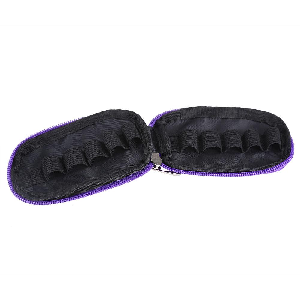 Portable key Chain Style 10-Compartment 23ML Essential Oil Holder Storage Bag Case (Purple)