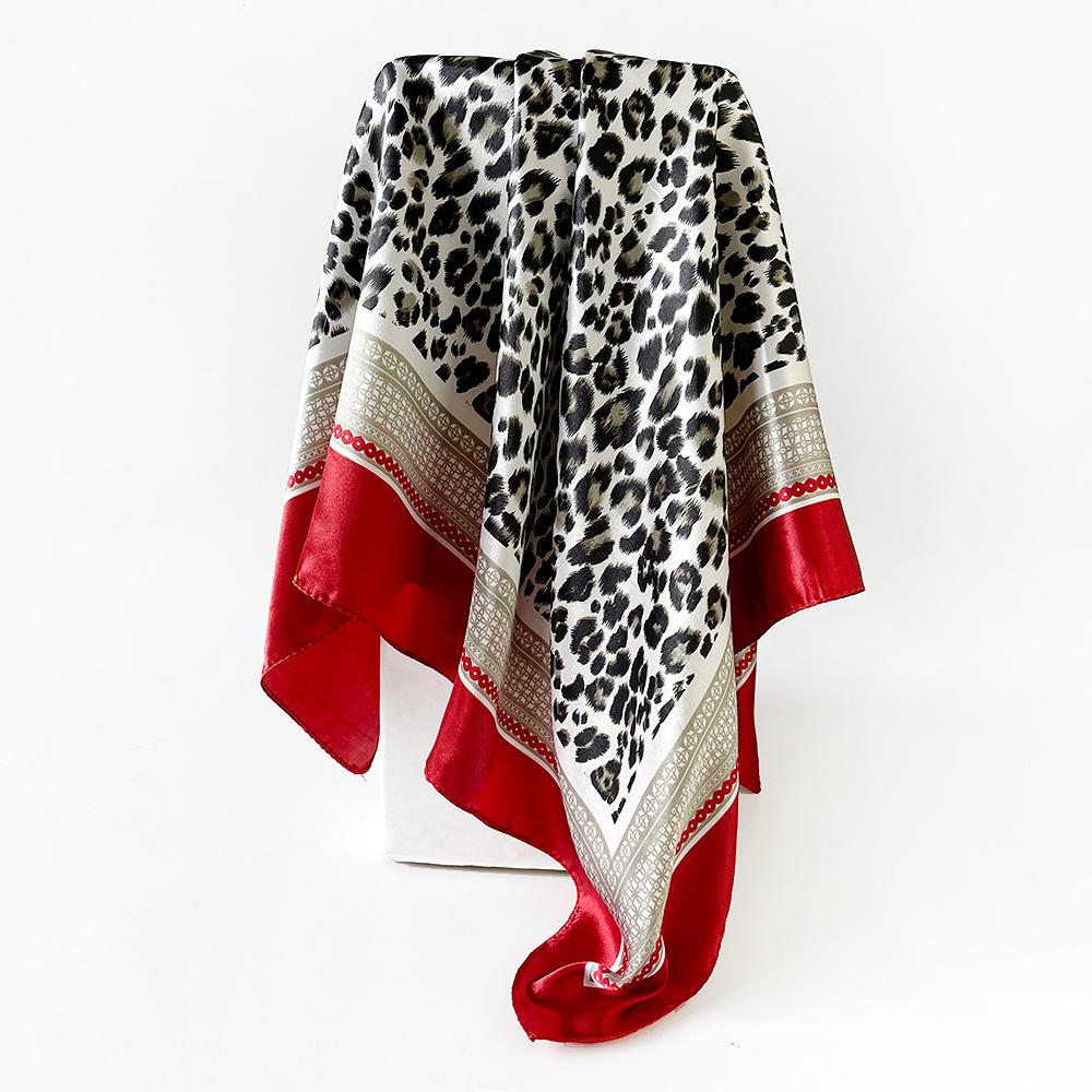 Artificial Silk Scarf 90cm Women's New Arrival Headscarf Satin Square Scarf Leopard Print Shawl