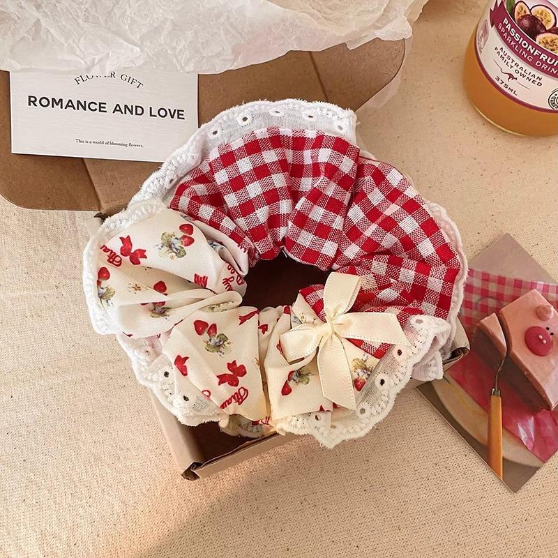 Children's sweet lace large intestine Hair ring girls New style Tie ball Hair Rope High-end Hair Accessories