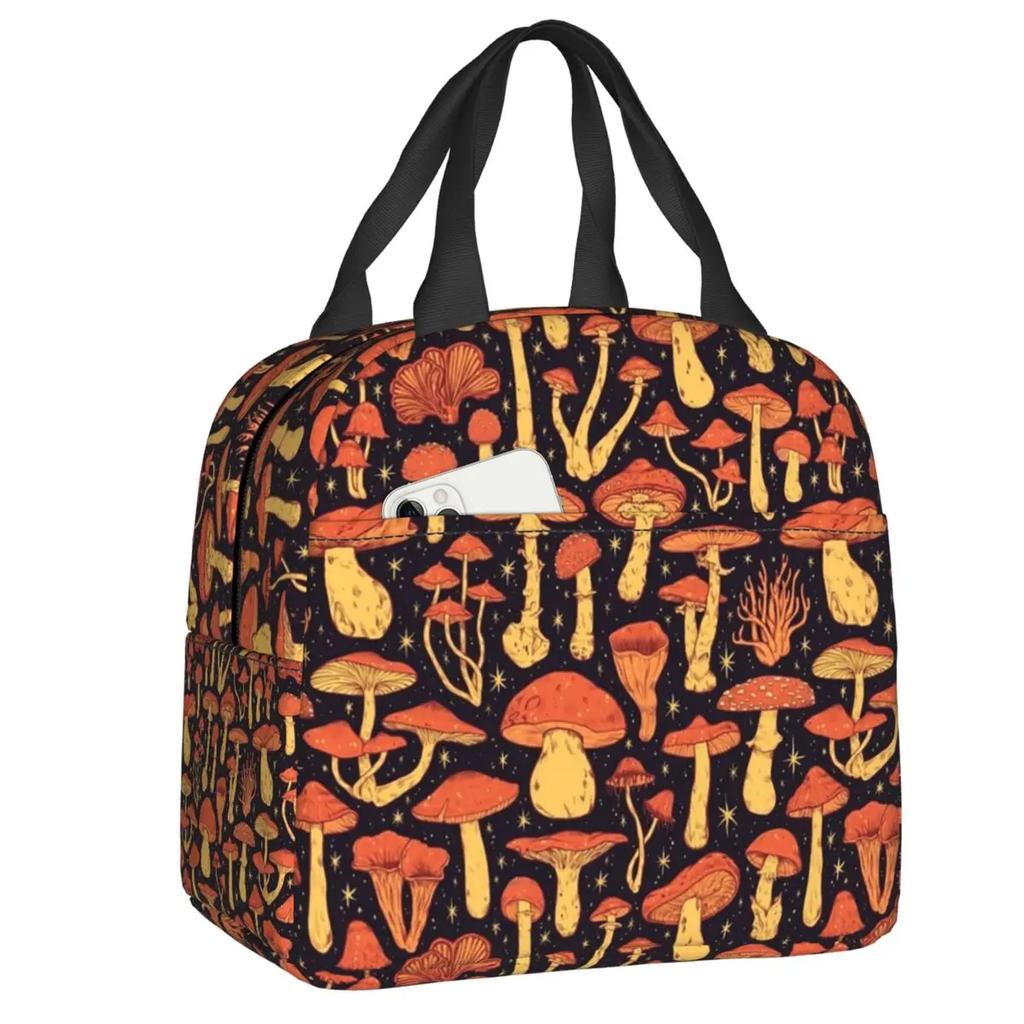 Mushroom Forest Insulated Lunch Bag for Women Leakproof Thermal Cooler Bento Box Office Picnic Travel