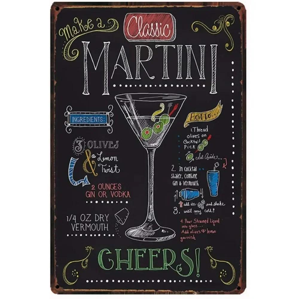 Sinal de Lata de Metal para Menu de Coquetéis Retro Guia para Amantes de Mixologia Bar Pub Corrente de Ferro Pendurador Decoração Bebida Alcoólica Pôster Rústico