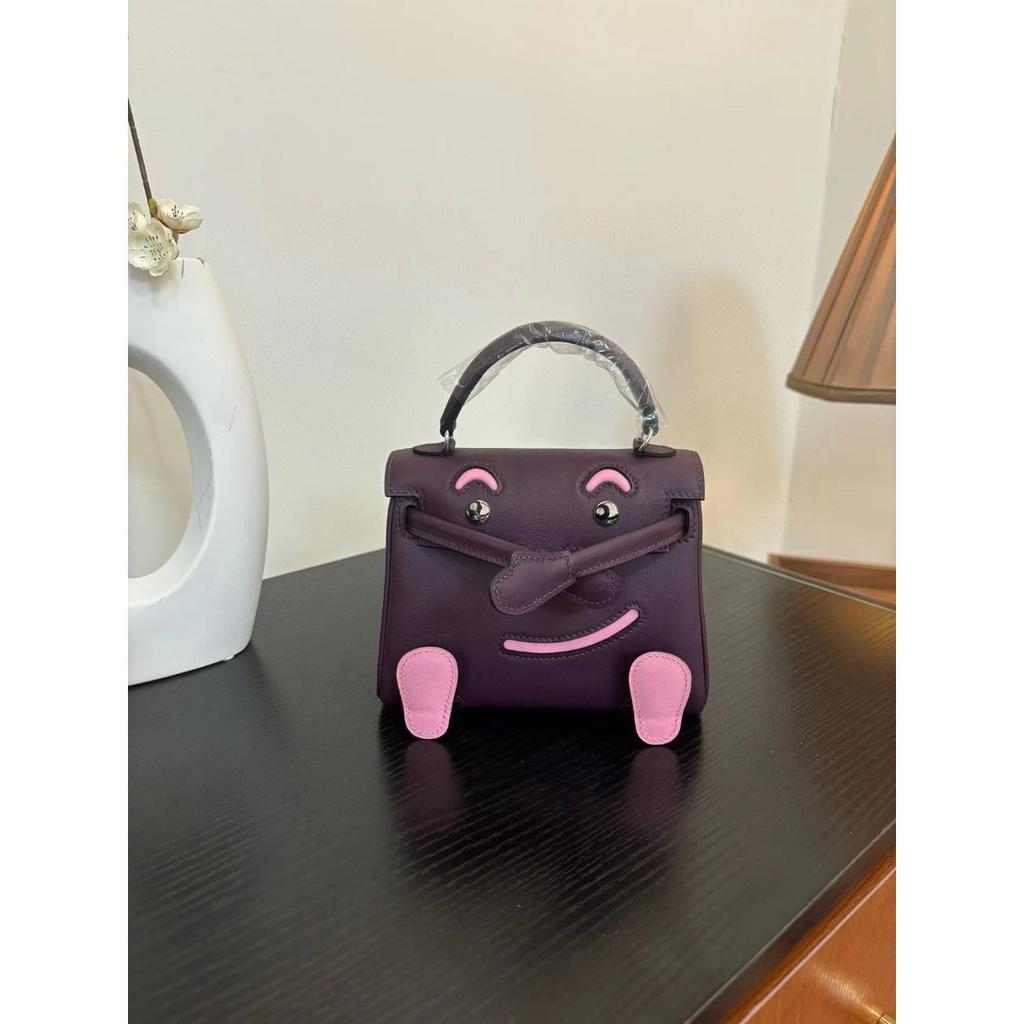 Borsa a faccina sorridente nuova per la primavera e l'estate 2025 borsa Kelli mini in pelle bovina di primo strato di alta gamma borsa a tracolla carina da millenial