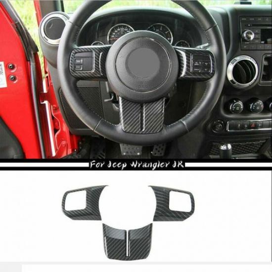 For 2011-2017 Jeep Wrangler JK ABS Carbon Fiber Inner Steering Wheel Cover Trim