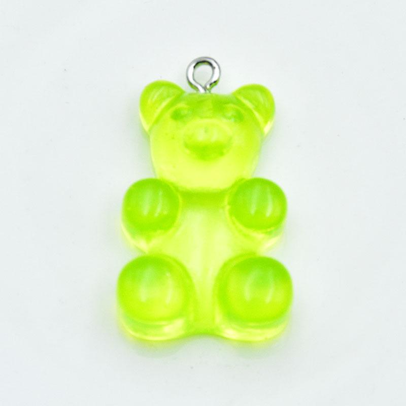 Large Resin Cartoon Bear Keychain with Transparent Sequin Pendant