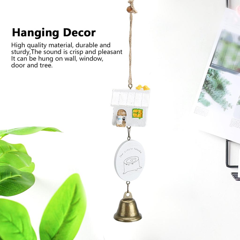 Cute Wind Chimes Bell Ornament with Resin House Decor for Garden Window Courtyard DecorationType B White