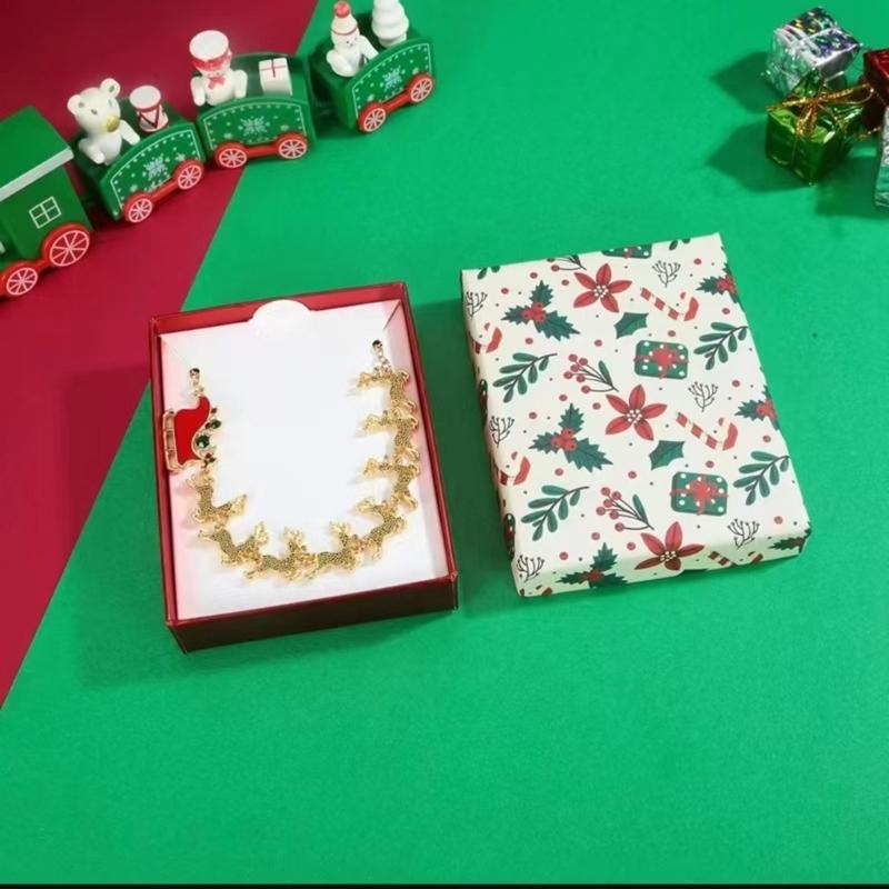 Festive Reindeer Necklace Handmade Chain Choker Adjustable Sled Elk Pendant Neckchain Accessory for Christmas Parties