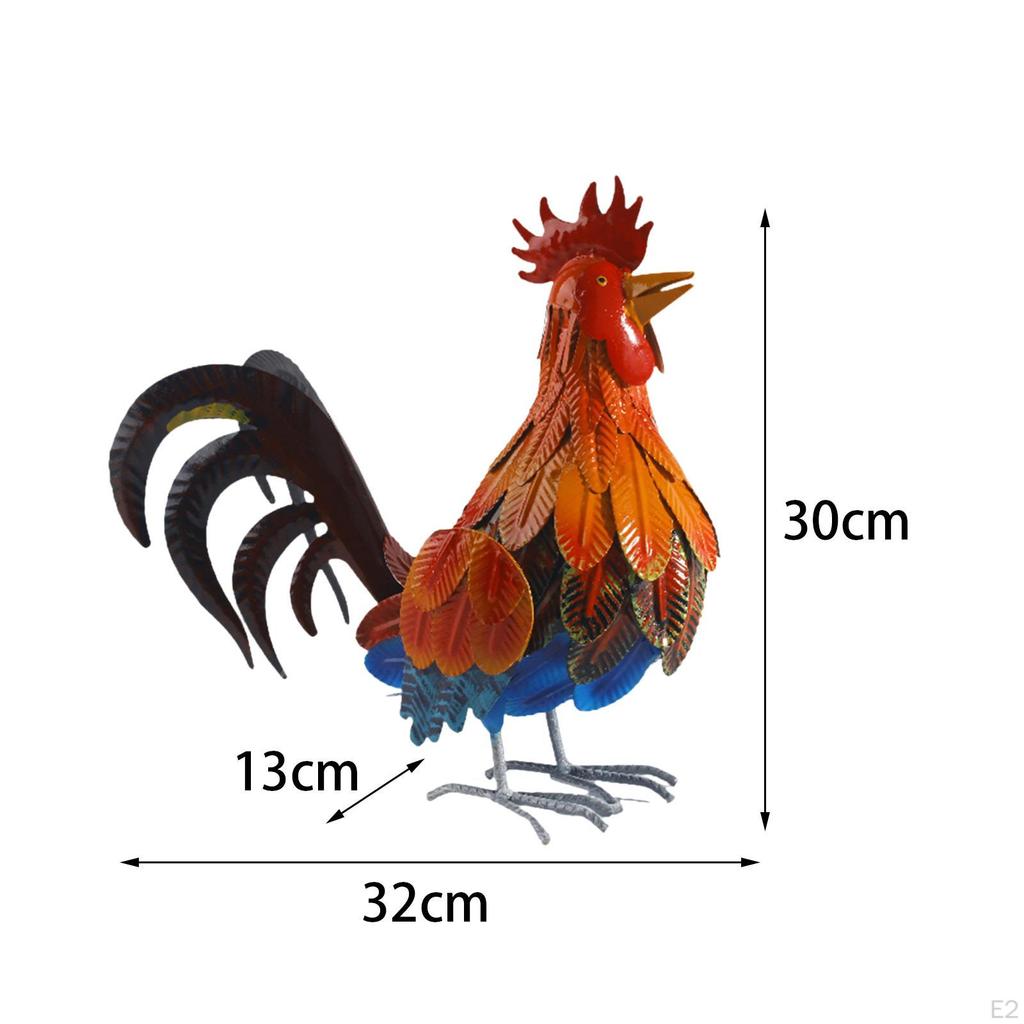 Garden Rooster Statue Animal Figurine Lawn Ornament Art Sculpture for Patio Farm Home