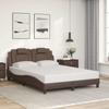 Vidaxl Bed Frame with Headboard, Brown, 140X190 Cm, Faux Leather