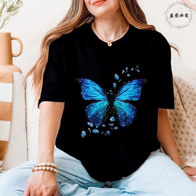 Fashion Butterflies Autism Awareness T-Shirt Women Clothing Summer Breathable Tops Short Sleeve Soft Comfortable Tee Shirt