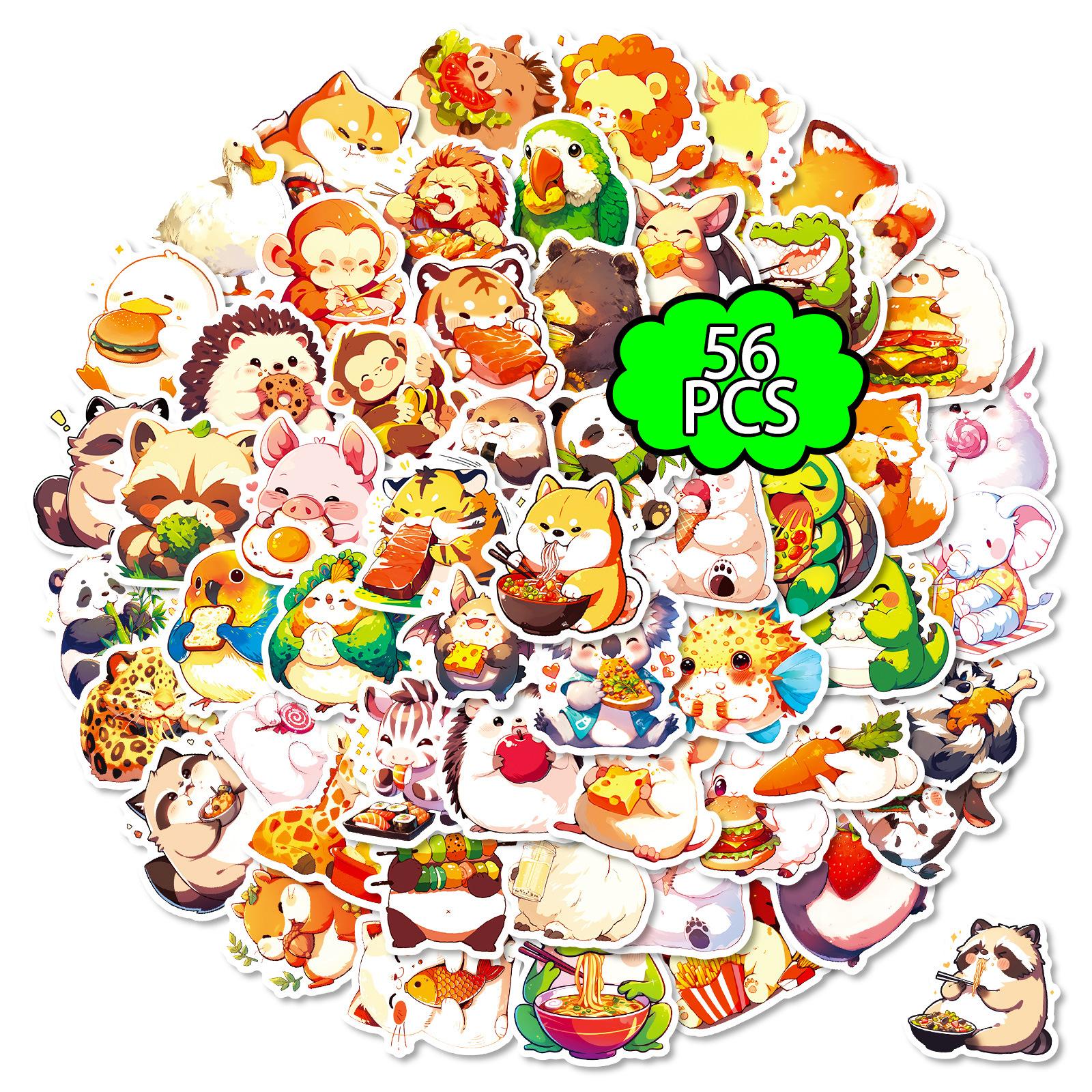 

56 Gluttonous Animal Graffiti Stickers Chubby Little Animals Eat Cute Cartoon Decorative Stickers