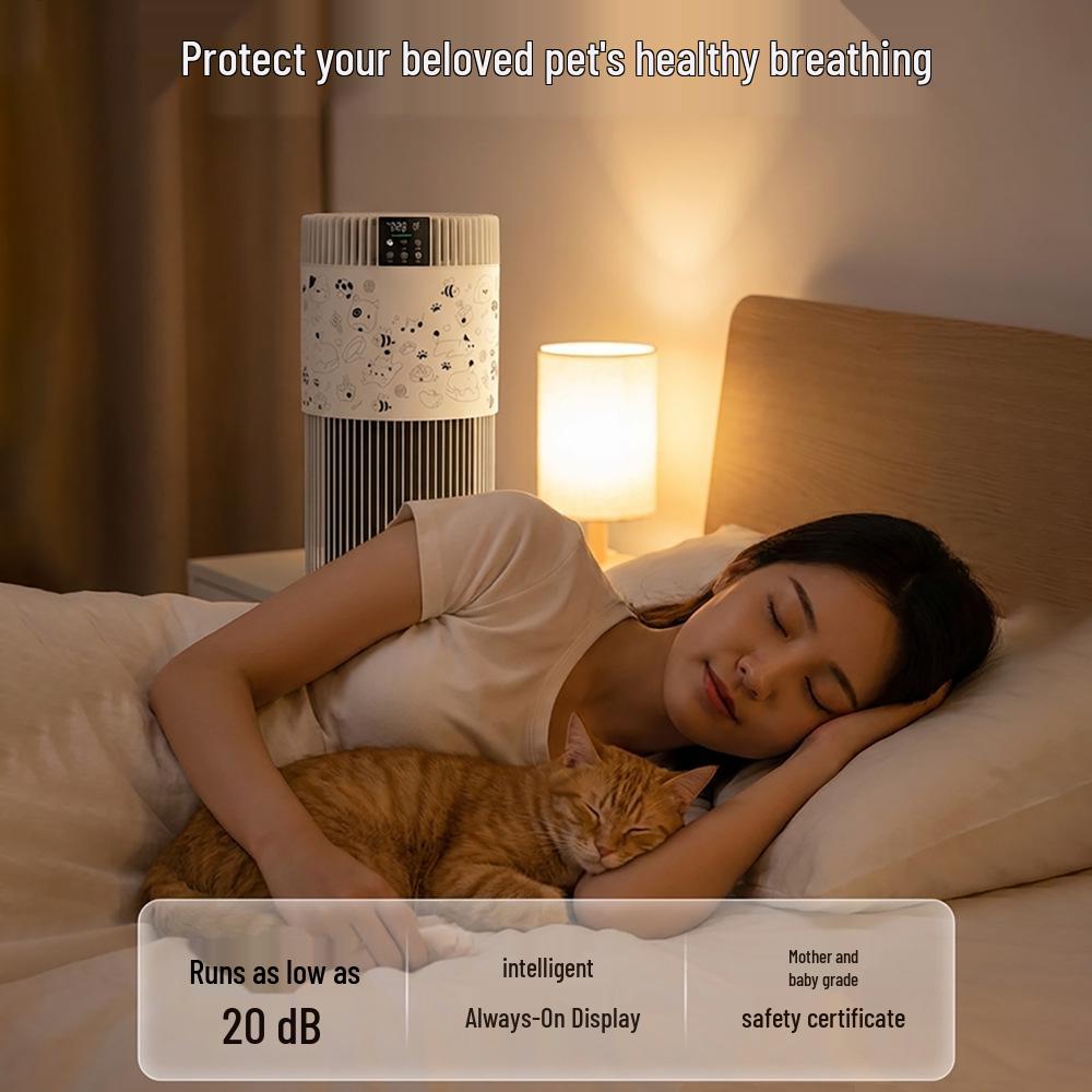 Pet Cat Hair Air Purifier with UV Sterilization - Allergen and Formaldehyde Removal, Mother-Baby Safe