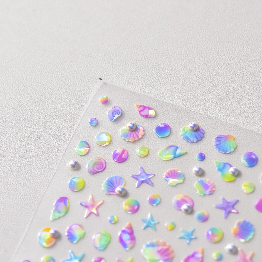 Bright Crystal Colorful Shell Nail Art Sticker DIY Making Creative Decorative Stickers