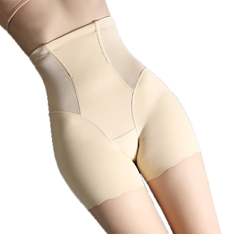 Ice Silk High-Waist Tummy Control Shaping Boxer Briefs for Women - Plus Size, Anti-Exposure