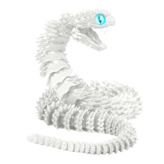3D Printed Snake Articulated Toy, Flexible Jointed Serpent Figurine, Realistic Fidget Stress Reliever for Adults, Office Desk Decor Gift