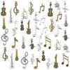 Tibetan Style Alloy Pendants Musical Theme DIY Jewelry Bracelet Necklace Accessories Mixed Shape Mixed Color 18.5~32x7.3~14.5x1.5~6.5mm