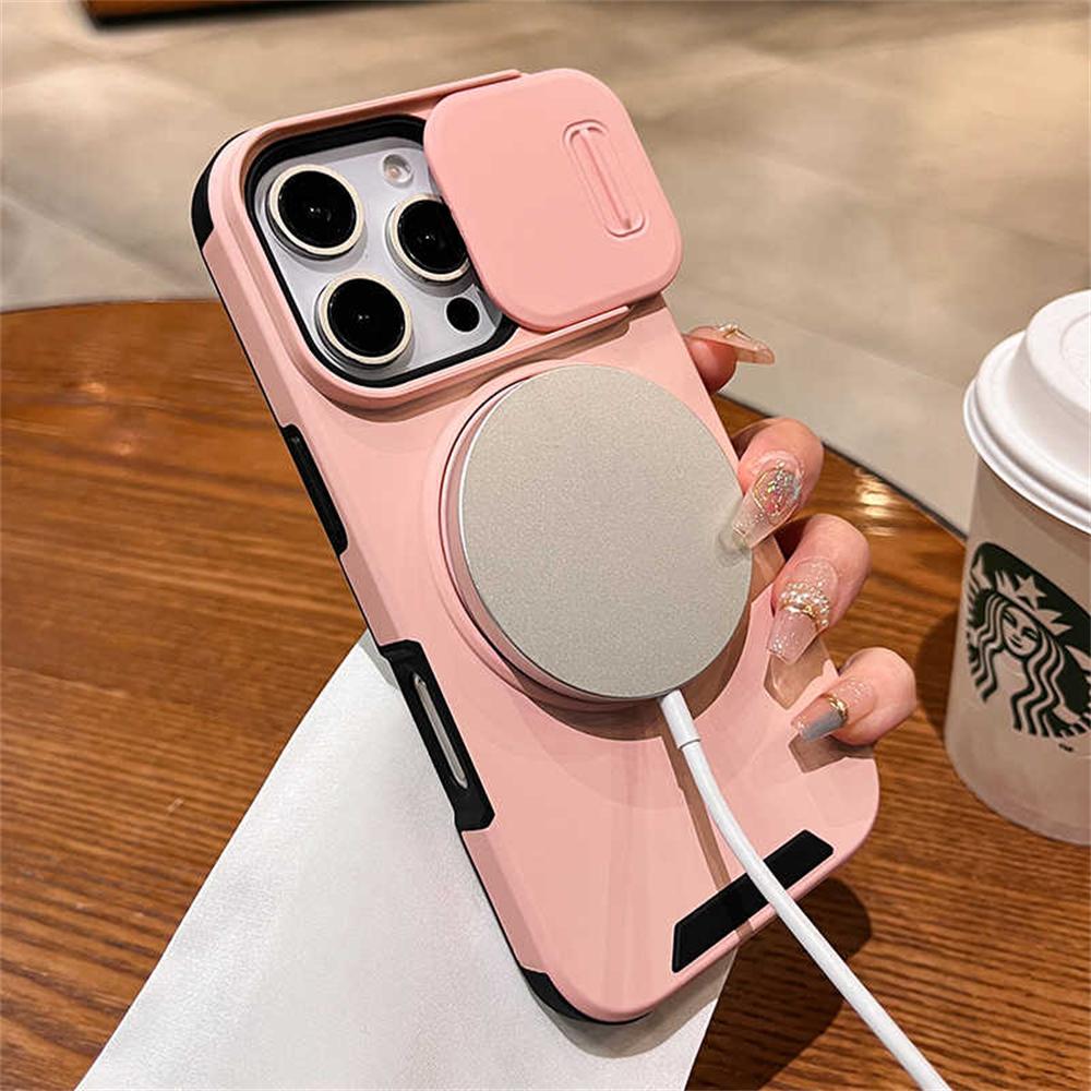 Slide Camera Lens Protection Magnetic Ring Holder Case For For Iphone 17 Air 11 12 13 14 1 16 Pro Max Plus Shockproof Cover