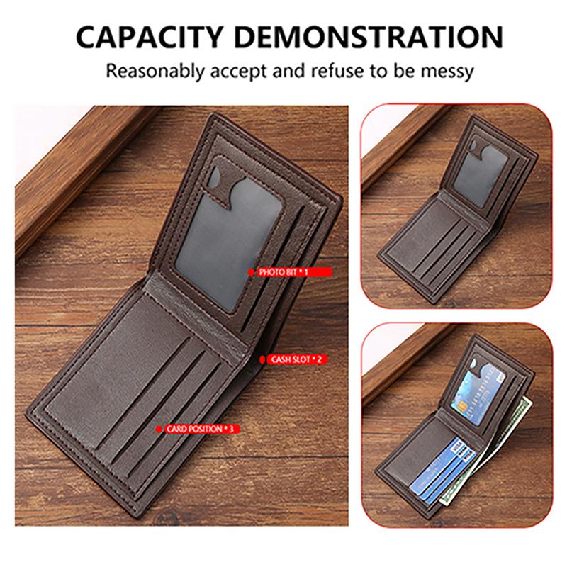 Business Men'S Wallets Pu Leather Soft Multifunctional Coin Pocket Id Credit Cards Holder Male Money Coin Photos Short Purses
