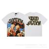Unisex Vintage American Style Loose Fit Cotton Tee With Embellished Letter Print Round Neck Short Sleeve