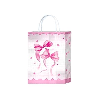 5 Stück Süße Rosa Papier Geschenktaschen Weißer Bogen Handgehaltenes Design Süßigkeiten Tragetasche Papier Material Bogen Thema Geschenkverpackungstaschen