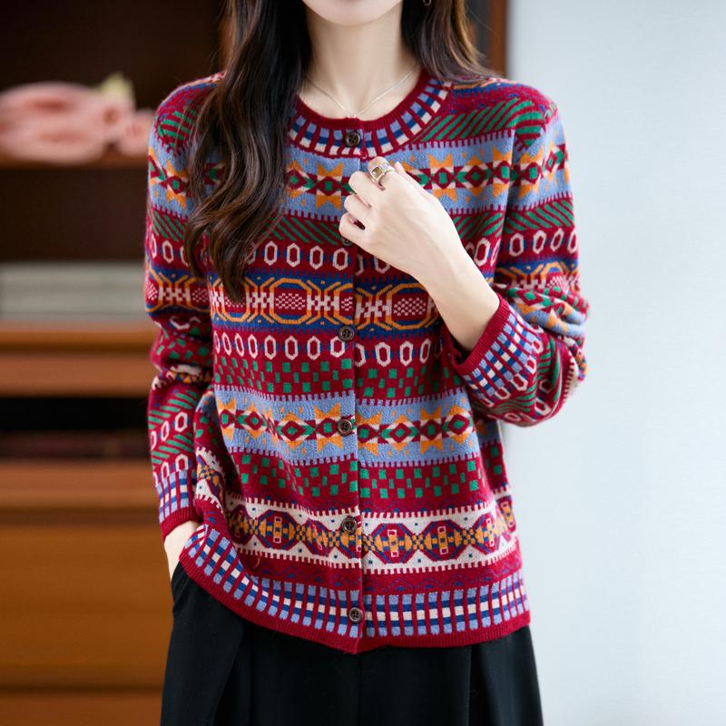 

QingHe Cashmere Женский кардиган из 30% кашемира - Мягкий и теплый свитер из шерстяной смеси L