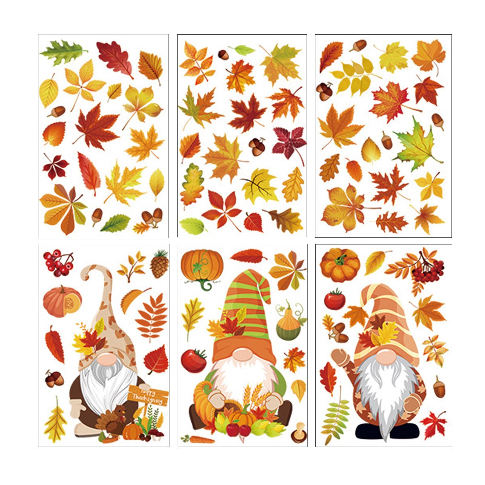 Set Of Window Stickers, Window Decorations, Decorative Stickers Leaves, Self-adhesive Window Decoration Stickers, Thanksgiving Window Decor One Size