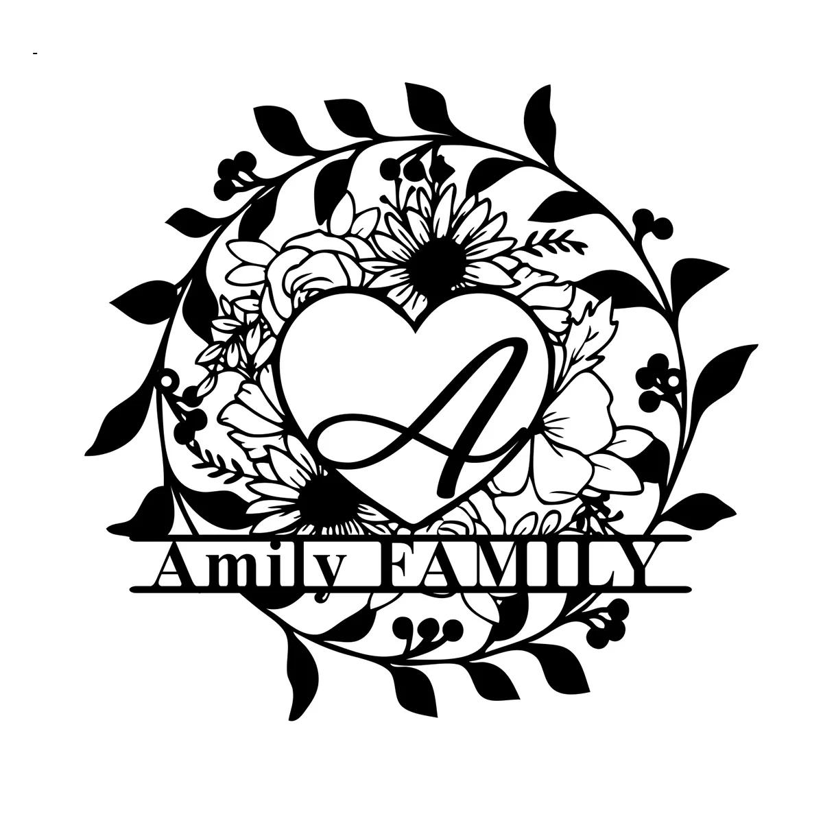 Metal Family Name Sign, Personalized Wall Art, Housewarming Gift, Wedding Decor, Metal Monogram чёрный