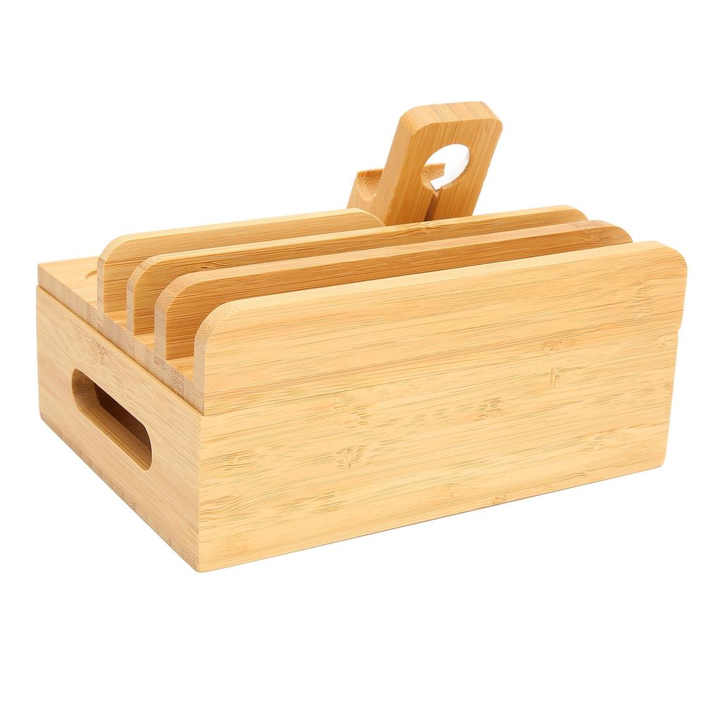 Bamboo Multi Devices Charging Station Charging Dock Stand Rack for Phone Tablet Watch
