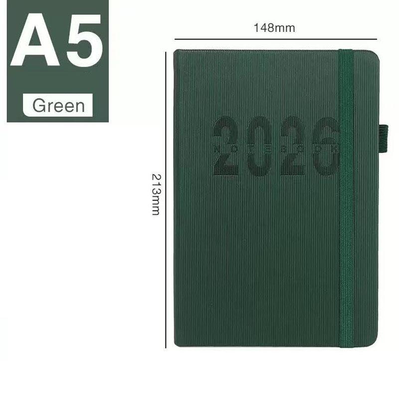 Colorful 2026 A5 Planner Notebook | 400 Pages Thick Paper Daily Schedule Book | Hardcover Agenda for Office & Students
