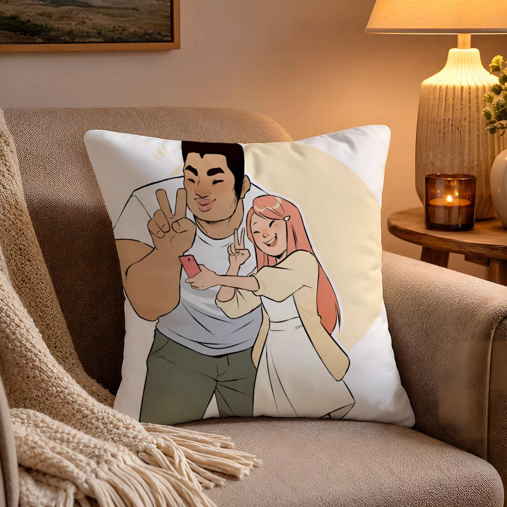 Romantic Anime My Love Story Pillow Case Soft Plush Cushion Cover Double Print and Invisible Zipper for Sofa Home Car Use