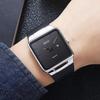 Skmei Men's Square Wristwatch Leather Belt Black Simple Slim Stylish Waterproof Business Casual Silver Black Gift