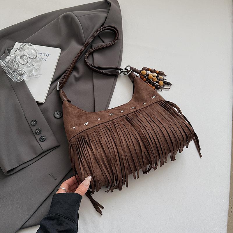 Fashion Trend Retro Fringed Bag Women's Autumn New Casual Shoulder Oblique Underarm Bag