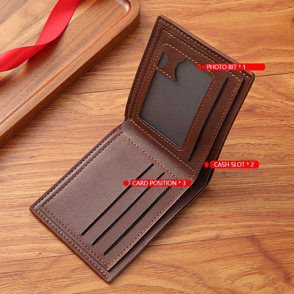 Large Capacity Male Leather Purse PU Leather ID Card Holder Portable Pocket Purse  Daily Use