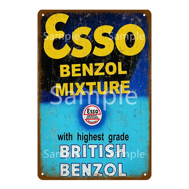 Vintage Gulf ESSO Mobil Racing Metal Tin Sign Wadhams Gasolines Motor Oil Garage Service Wall Decor Art Poster Wall Plaque YL055