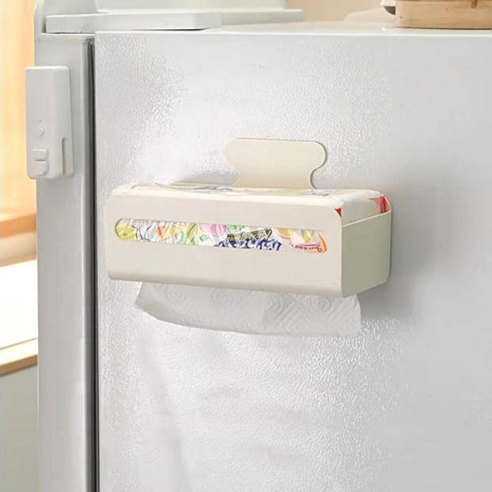 Punch Free Magnetic Paper Towel Holder Large Capacity Refrigerator Organizer  Kitchen